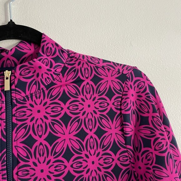 AmberNoon II By Dr. Erum Ilyas Sz XS Berry Tile Half-Zip Swim Cover-Up Dress NWT - Picture 8 of 14